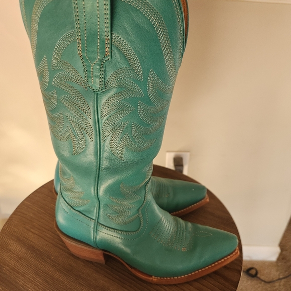 Tecovas Leather Annie Boot, teal color size 5.5 - Picture 2 of 4